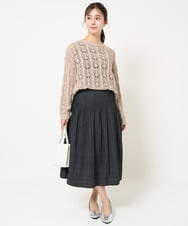 F1FGA32150 MK MICHEL KLEIN(小さいサイズ)(メゾン ドゥ サンク) 【小さいサイズ】かぎ針風透かし編みニット/洗える ベージュ