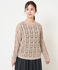 F1FGA32150 MK MICHEL KLEIN(小さいサイズ)(メゾン ドゥ サンク) 【小さいサイズ】かぎ針風透かし編みニット/洗える ベージュ