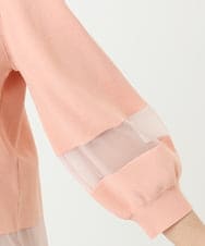 F1FGD30140 MK MICHEL KLEIN(小さいサイズ)(メゾン ドゥ サンク) 【小さいサイズ】シアー切替えニット/洗える サーモンオレンジ