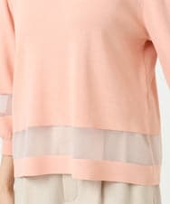 F1FGD30140 MK MICHEL KLEIN(小さいサイズ)(メゾン ドゥ サンク) 【小さいサイズ】シアー切替えニット/洗える サーモンオレンジ