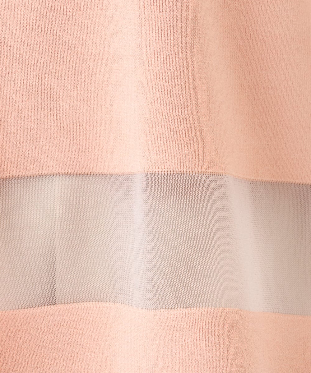 F1FGD30140 MK MICHEL KLEIN(小さいサイズ)(メゾン ドゥ サンク) 【小さいサイズ】シアー切替えニット/洗える サーモンオレンジ