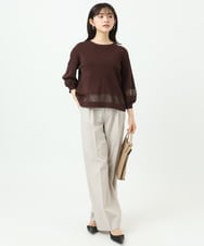 F1FGD30140 MK MICHEL KLEIN(小さいサイズ)(メゾン ドゥ サンク) 【小さいサイズ】シアー切替えニット/洗える サーモンオレンジ