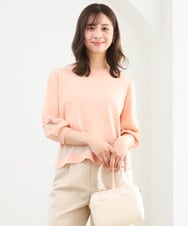 F1FGD30140 MK MICHEL KLEIN(小さいサイズ)(メゾン ドゥ サンク) 【小さいサイズ】シアー切替えニット/洗える サーモンオレンジ