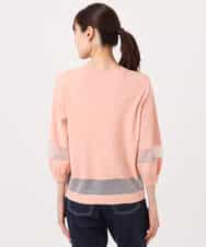 F1FGD30140 MK MICHEL KLEIN(小さいサイズ)(メゾン ドゥ サンク) 【小さいサイズ】シアー切替えニット/洗える サーモンオレンジ