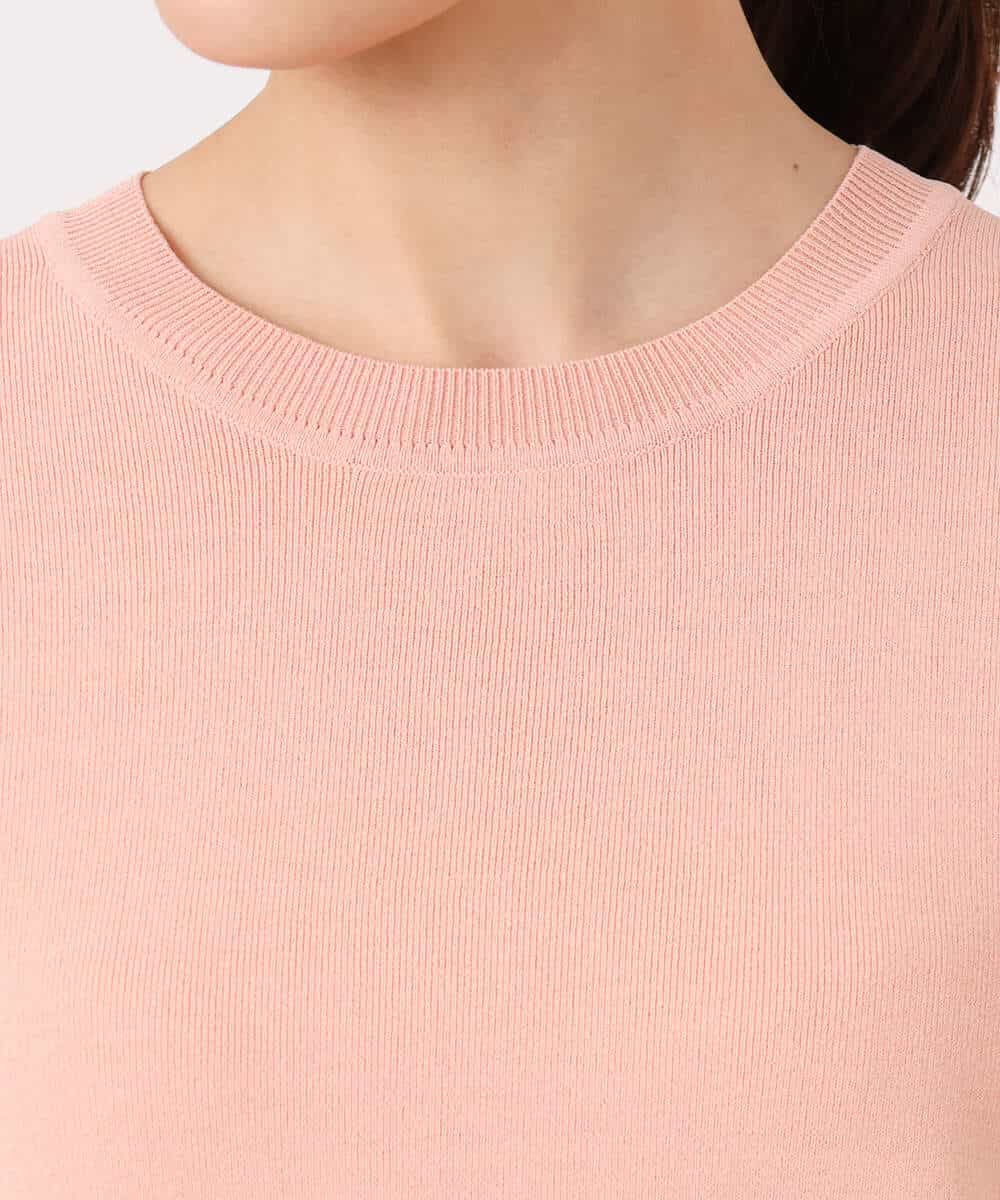 F1FGD30140 MK MICHEL KLEIN(小さいサイズ)(メゾン ドゥ サンク) 【小さいサイズ】シアー切替えニット/洗える サーモンオレンジ