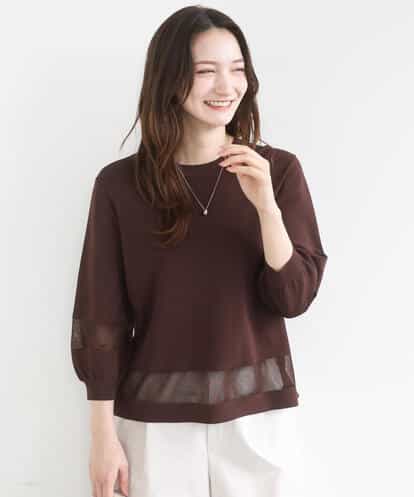 F1FGD30140 MK MICHEL KLEIN(小さいサイズ) 【小さいサイズ】シアー切替えニット/洗える