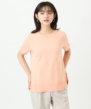 F1FGD30170 MK MICHEL KLEIN(小さいサイズ)(メゾン ドゥ サンク) 【小さいサイズ】カラーニットアンサンブル/洗える サーモンオレンジ