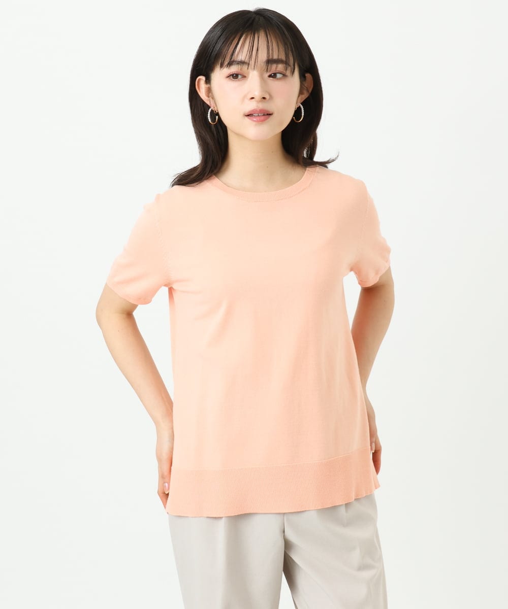 F1FGD30170 MK MICHEL KLEIN(小さいサイズ)(メゾン ドゥ サンク) 【小さいサイズ】カラーニットアンサンブル/洗える サーモンオレンジ