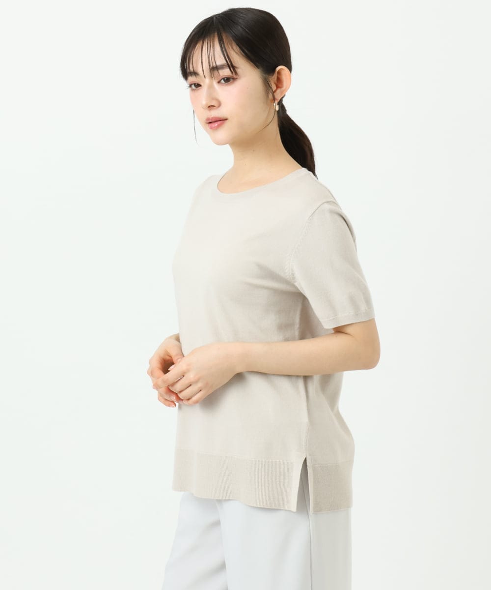 F1FGD30170 MK MICHEL KLEIN(小さいサイズ)(メゾン ドゥ サンク) 【小さいサイズ】カラーニットアンサンブル/洗える ライトブルー