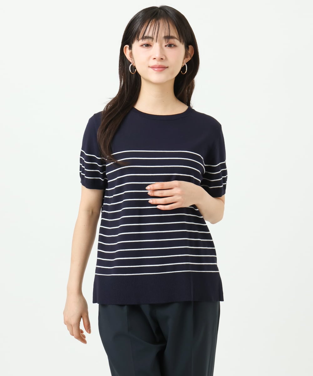 F1FGD30170 MK MICHEL KLEIN(小さいサイズ)(メゾン ドゥ サンク) 【小さいサイズ】カラーニットアンサンブル/洗える ライトブルー