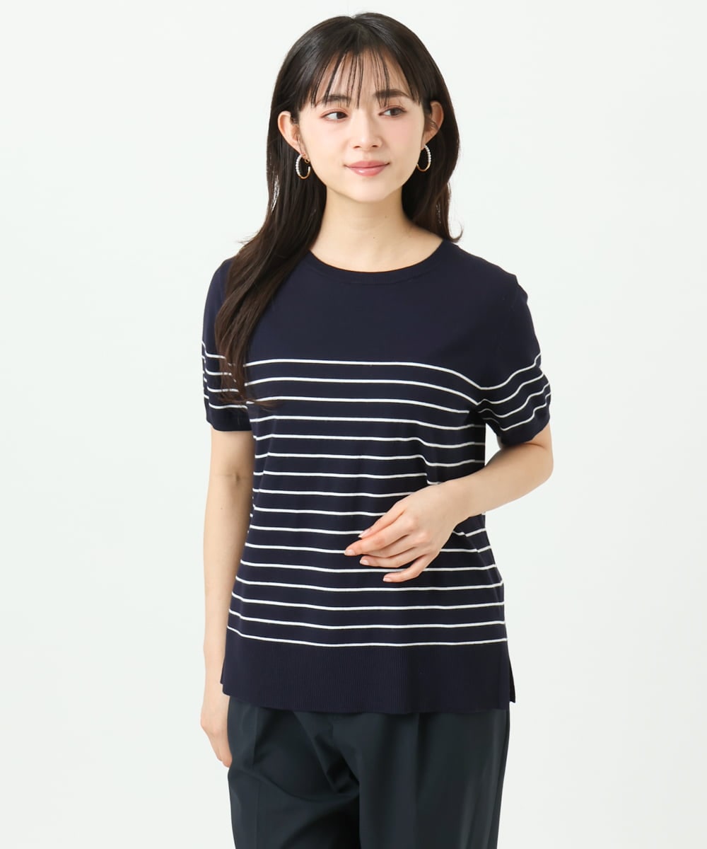 F1FGD30170 MK MICHEL KLEIN(小さいサイズ)(メゾン ドゥ サンク) 【小さいサイズ】カラーニットアンサンブル/洗える ライトブルー