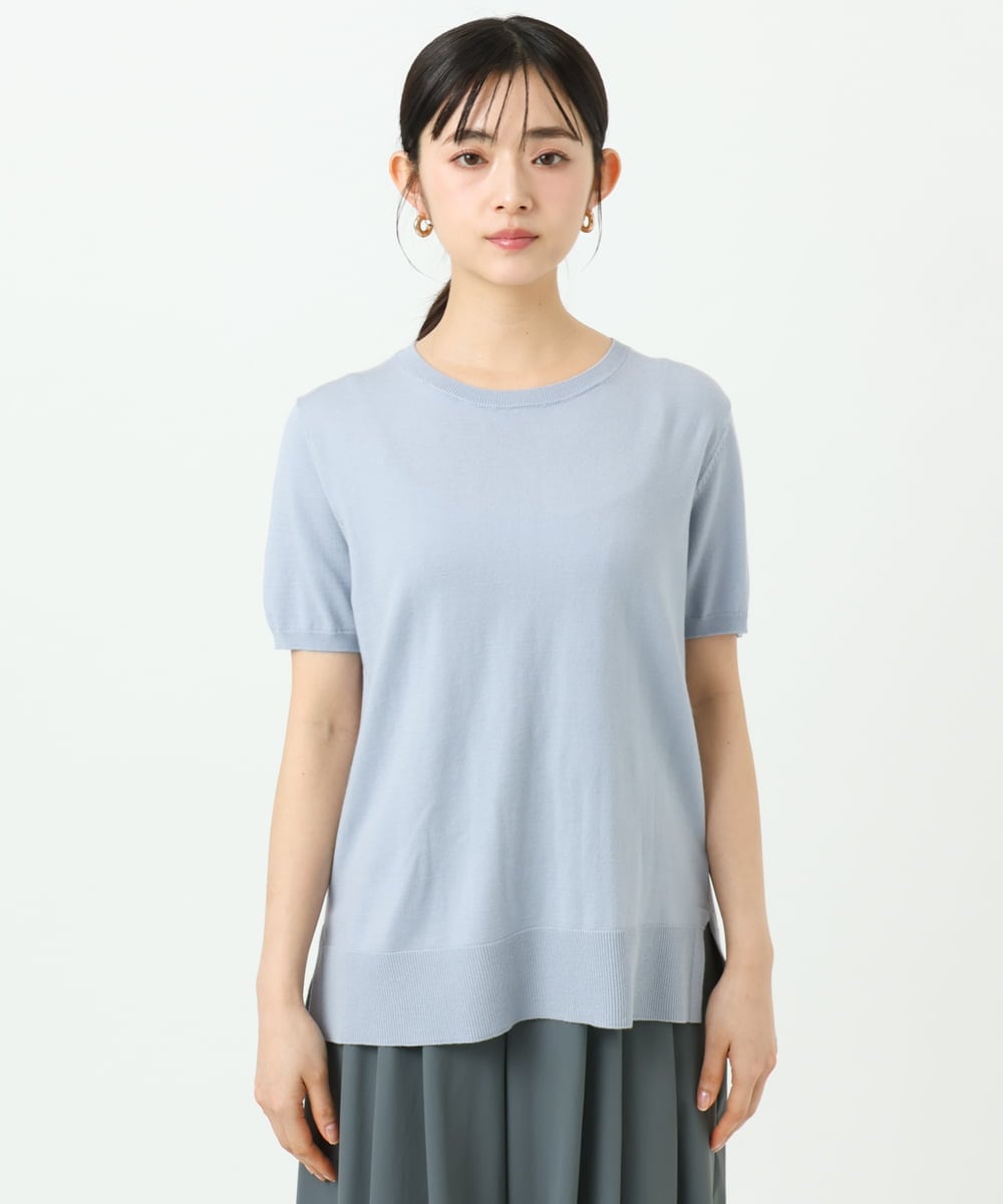 F1FGD30170 MK MICHEL KLEIN(小さいサイズ)(メゾン ドゥ サンク) 【小さいサイズ】カラーニットアンサンブル/洗える ライトブルー