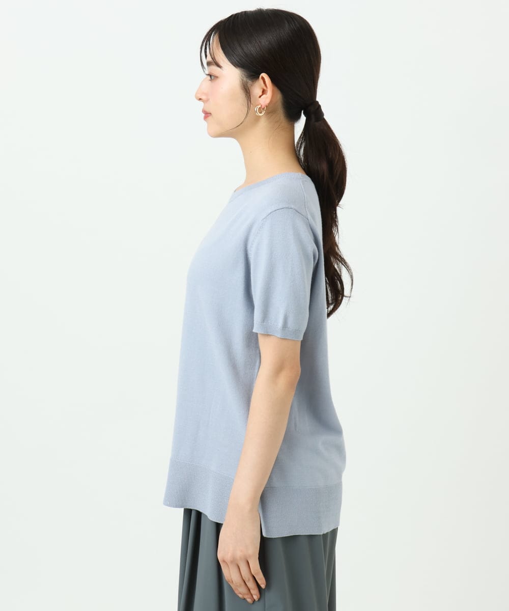 F1FGD30170 MK MICHEL KLEIN(小さいサイズ)(メゾン ドゥ サンク) 【小さいサイズ】カラーニットアンサンブル/洗える ライトブルー