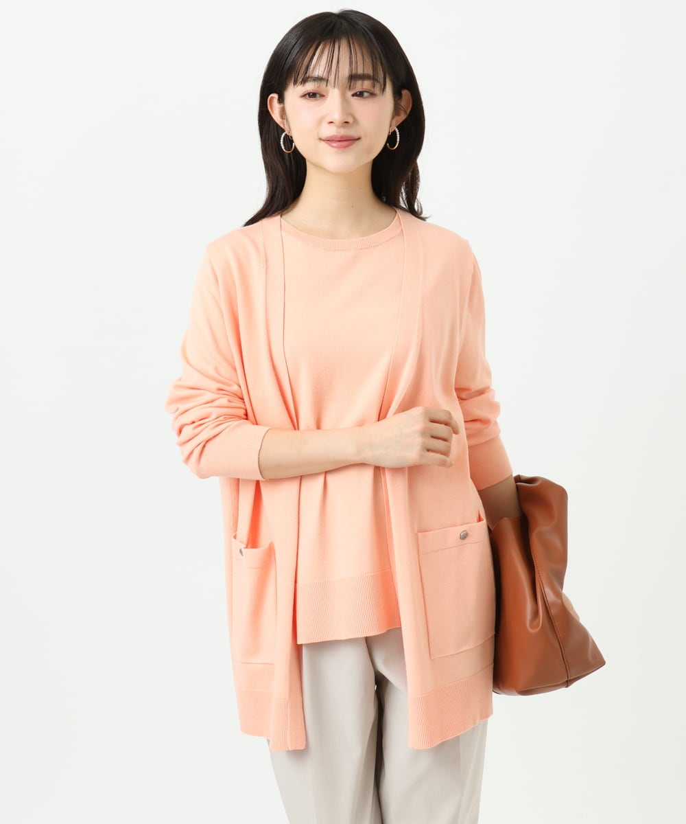 F1FGD30170 MK MICHEL KLEIN(小さいサイズ)(メゾン ドゥ サンク) 【小さいサイズ】カラーニットアンサンブル/洗える ライトブルー