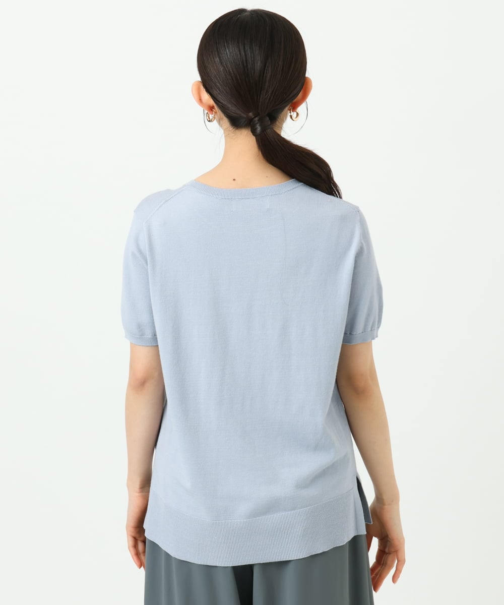 F1FGD30170 MK MICHEL KLEIN(小さいサイズ)(メゾン ドゥ サンク) 【小さいサイズ】カラーニットアンサンブル/洗える ライトブルー