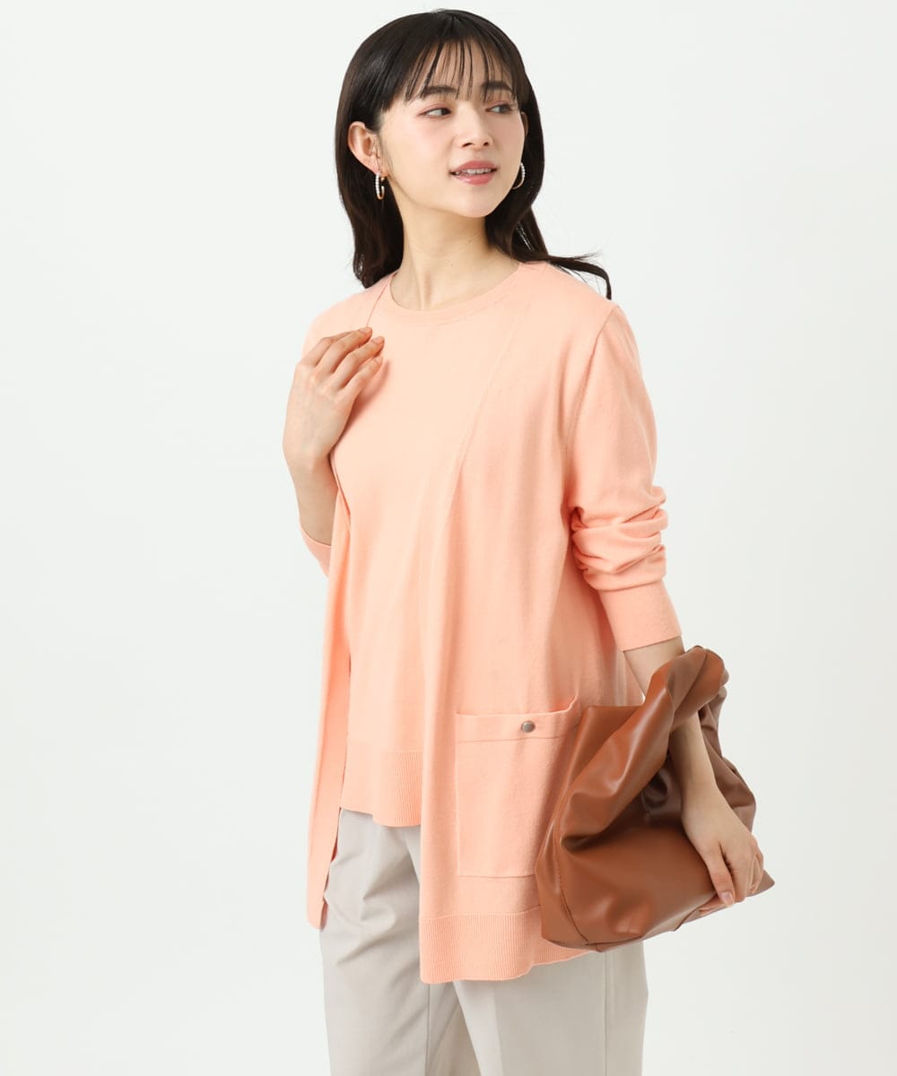 F1FGD30170 MK MICHEL KLEIN(小さいサイズ)(メゾン ドゥ サンク) 【小さいサイズ】カラーニットアンサンブル/洗える ライトブルー