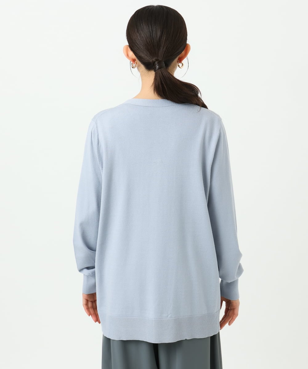 F1FGD30170 MK MICHEL KLEIN(小さいサイズ)(メゾン ドゥ サンク) 【小さいサイズ】カラーニットアンサンブル/洗える ライトブルー