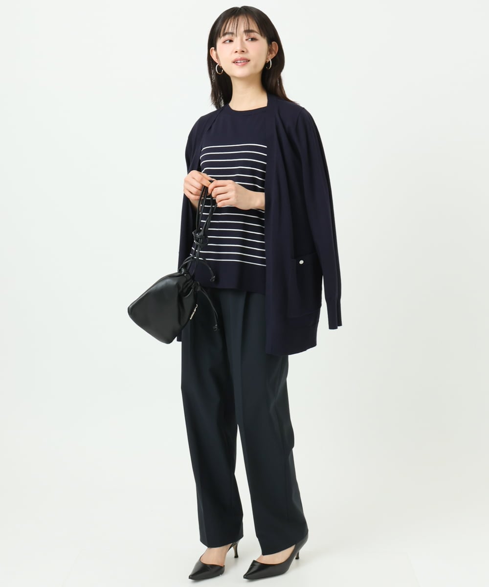 F1FGD30170 MK MICHEL KLEIN(小さいサイズ)(メゾン ドゥ サンク) 【小さいサイズ】カラーニットアンサンブル/洗える ライトブルー