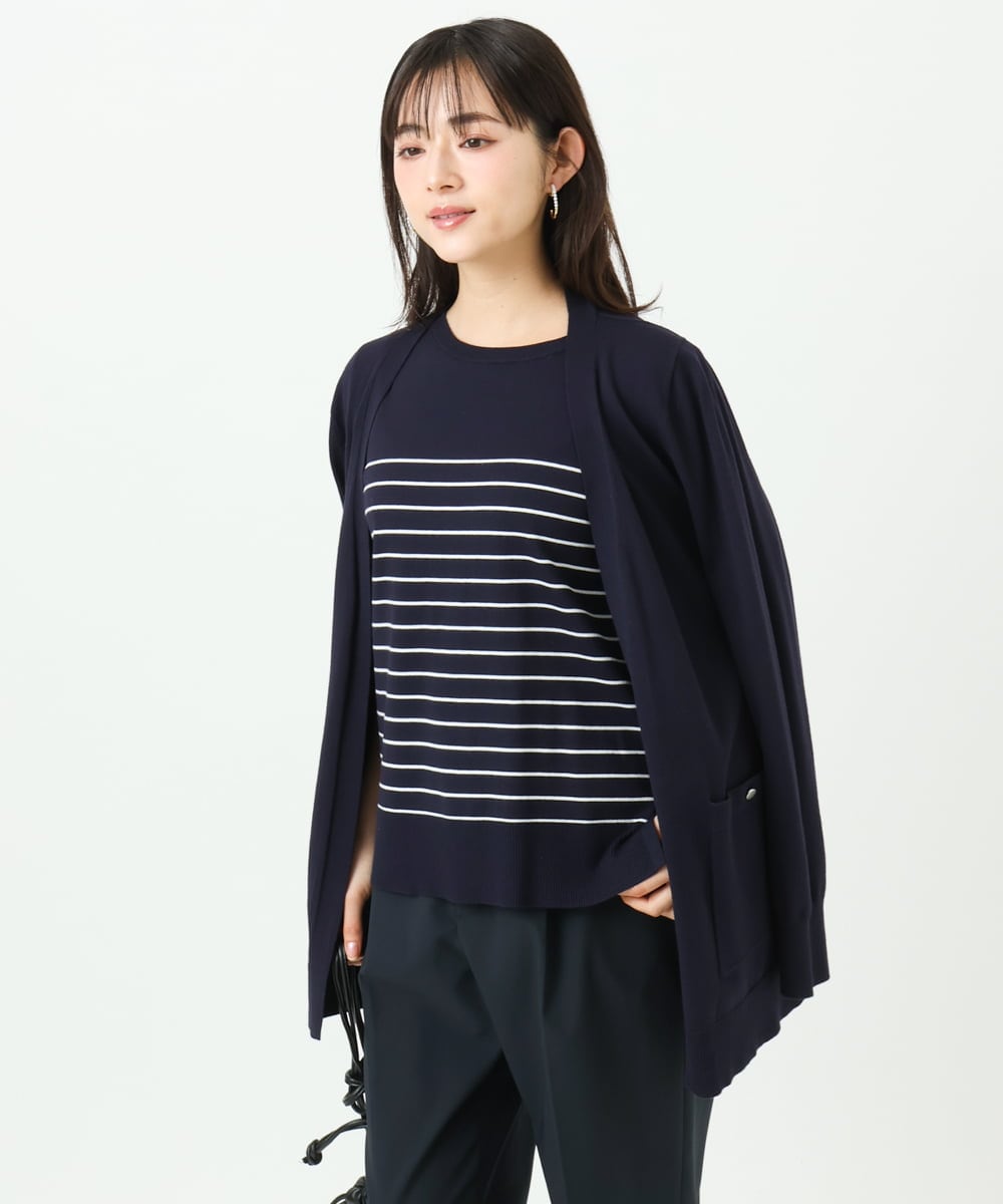 F1FGD30170 MK MICHEL KLEIN(小さいサイズ)(メゾン ドゥ サンク) 【小さいサイズ】カラーニットアンサンブル/洗える ライトブルー