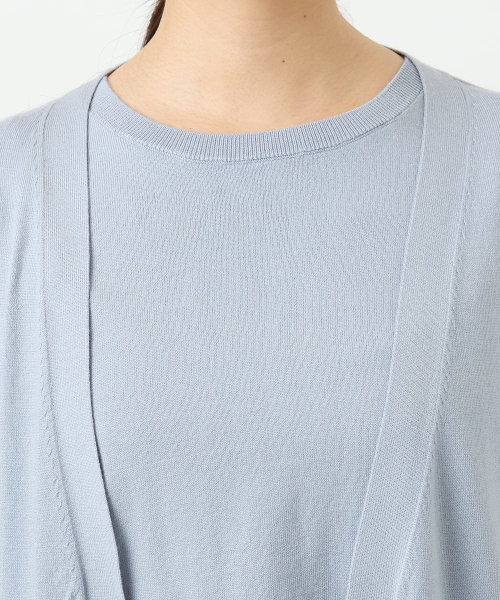 F1FGD30170 MK MICHEL KLEIN(小さいサイズ)(メゾン ドゥ サンク) 【小さいサイズ】カラーニットアンサンブル/洗える ライトブルー