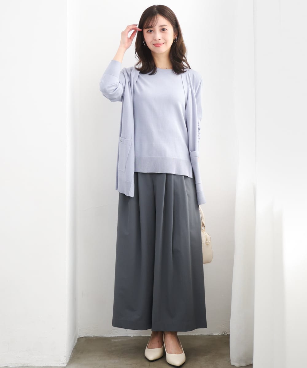 F1FGD30170 MK MICHEL KLEIN(小さいサイズ)(メゾン ドゥ サンク) 【小さいサイズ】カラーニットアンサンブル/洗える ライトブルー