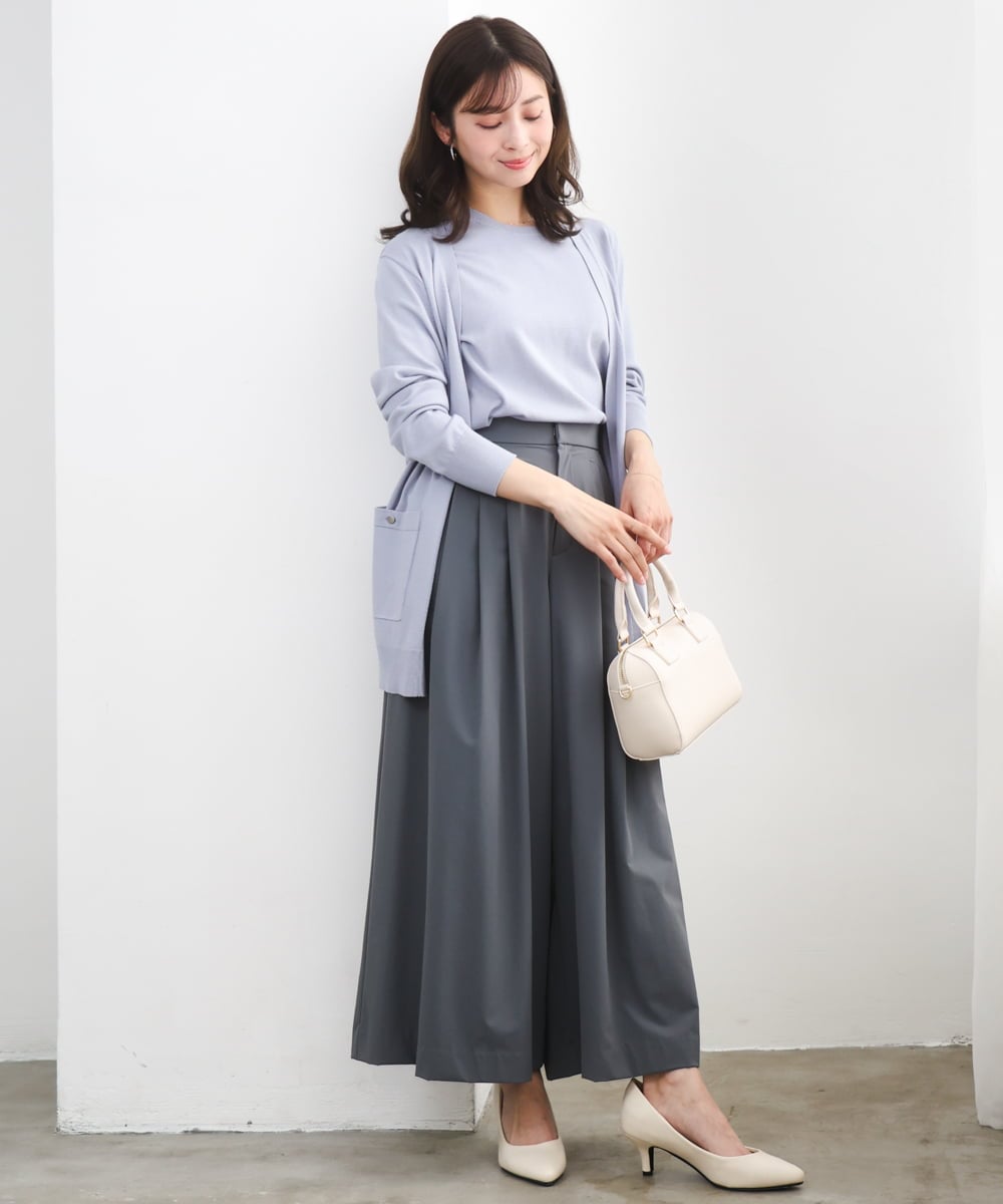 F1FGD30170 MK MICHEL KLEIN(小さいサイズ)(メゾン ドゥ サンク) 【小さいサイズ】カラーニットアンサンブル/洗える ライトブルー