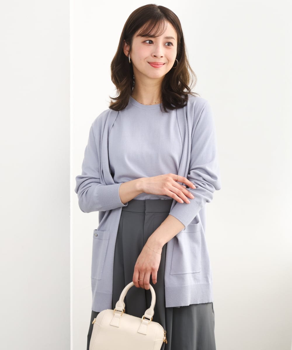 F1FGD30170 MK MICHEL KLEIN(小さいサイズ)(メゾン ドゥ サンク) 【小さいサイズ】カラーニットアンサンブル/洗える ライトブルー