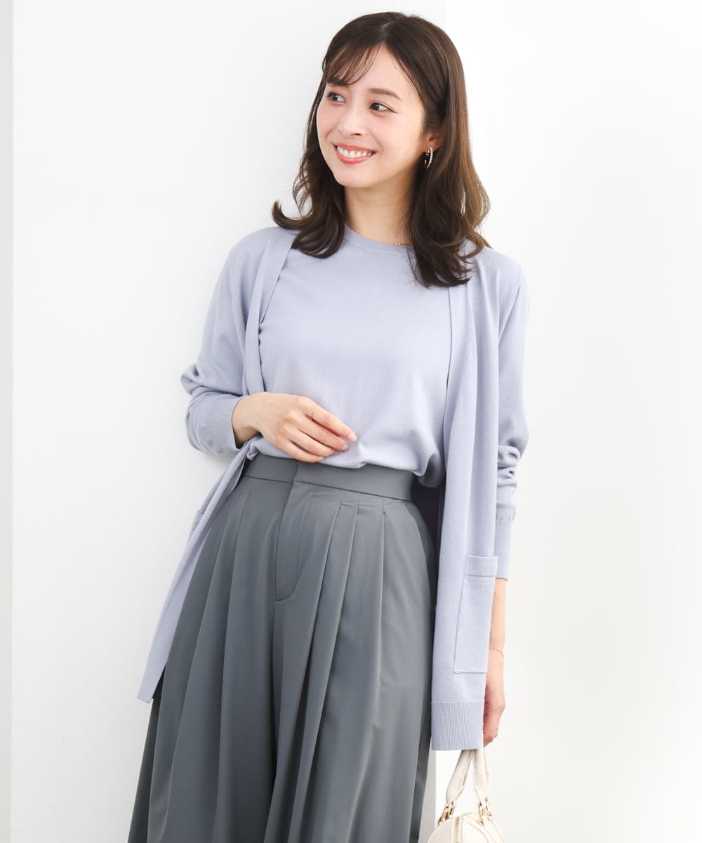 F1FGD30170 MK MICHEL KLEIN(小さいサイズ)(メゾン ドゥ サンク) 【小さいサイズ】カラーニットアンサンブル/洗える ライトブルー