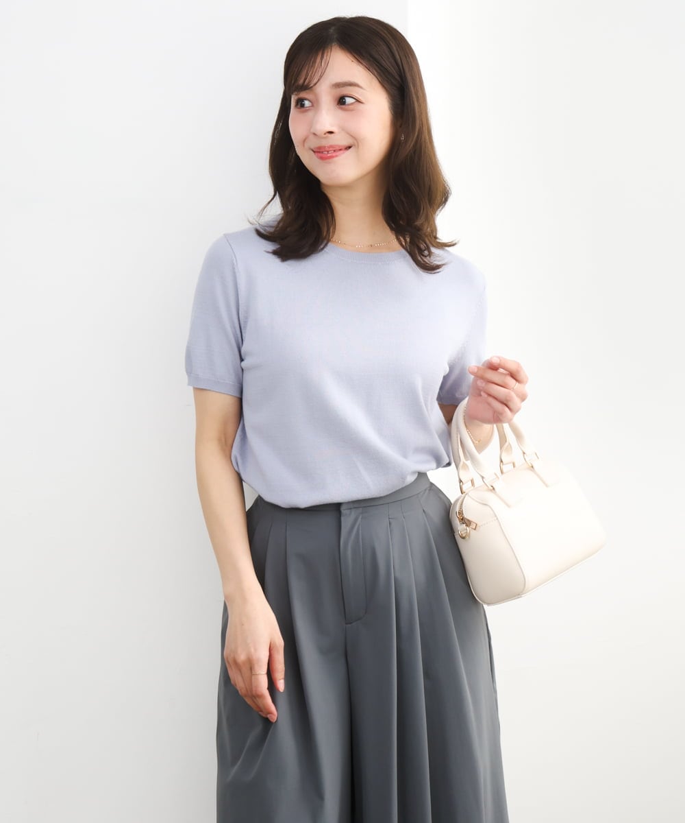 F1FGD30170 MK MICHEL KLEIN(小さいサイズ)(メゾン ドゥ サンク) 【小さいサイズ】カラーニットアンサンブル/洗える ライトブルー