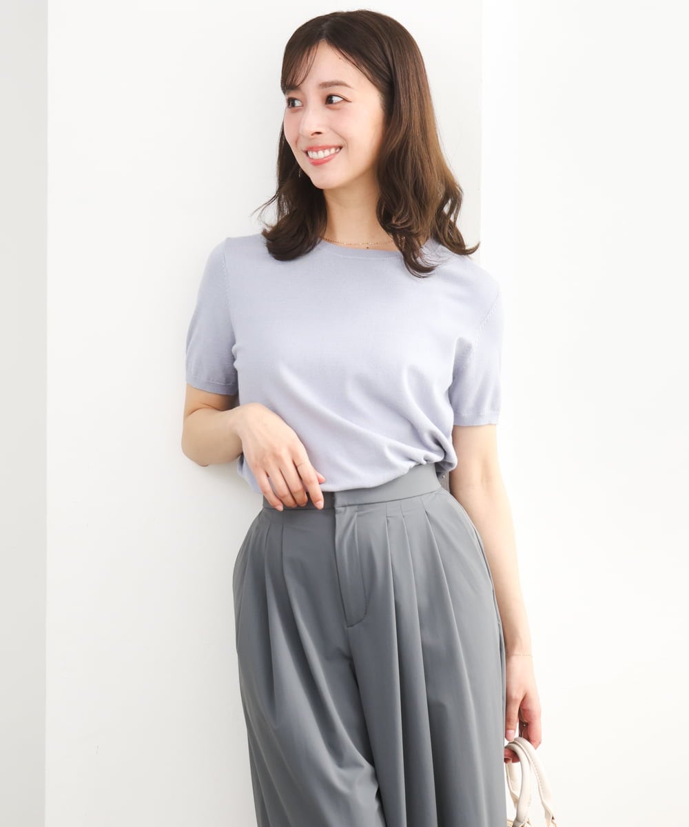 F1FGD30170 MK MICHEL KLEIN(小さいサイズ)(メゾン ドゥ サンク) 【小さいサイズ】カラーニットアンサンブル/洗える ライトブルー