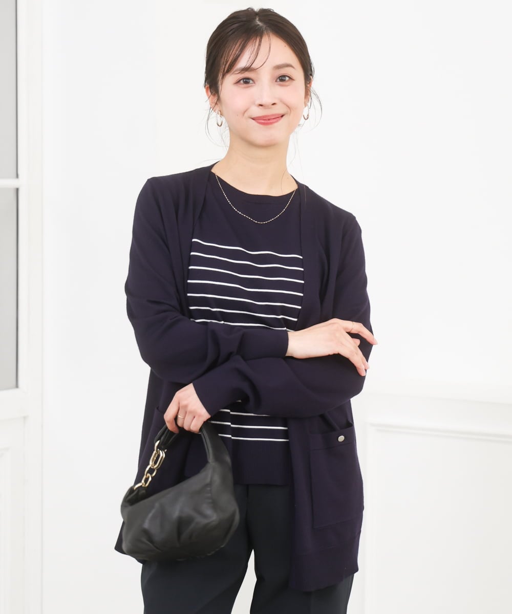 F1FGD30170 MK MICHEL KLEIN(小さいサイズ)(メゾン ドゥ サンク) 【小さいサイズ】カラーニットアンサンブル/洗える ライトブルー