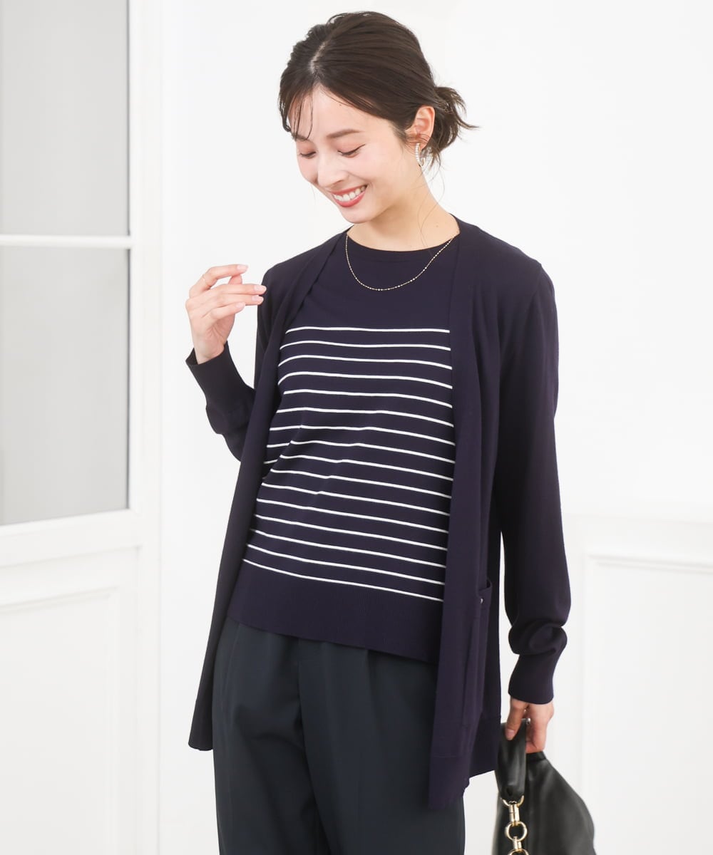 F1FGD30170 MK MICHEL KLEIN(小さいサイズ)(メゾン ドゥ サンク) 【小さいサイズ】カラーニットアンサンブル/洗える ライトブルー