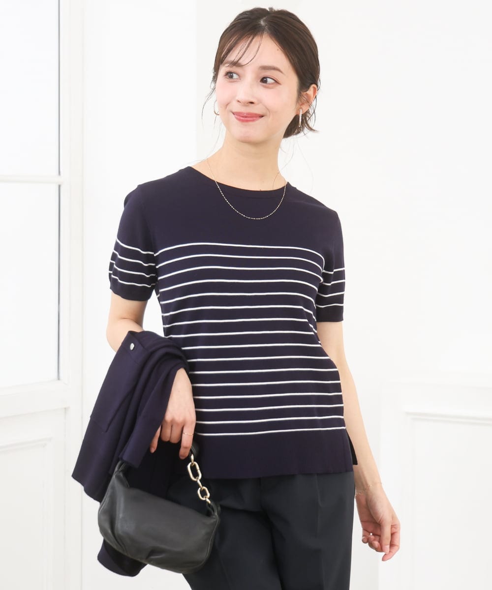 F1FGD30170 MK MICHEL KLEIN(小さいサイズ)(メゾン ドゥ サンク) 【小さいサイズ】カラーニットアンサンブル/洗える ライトブルー