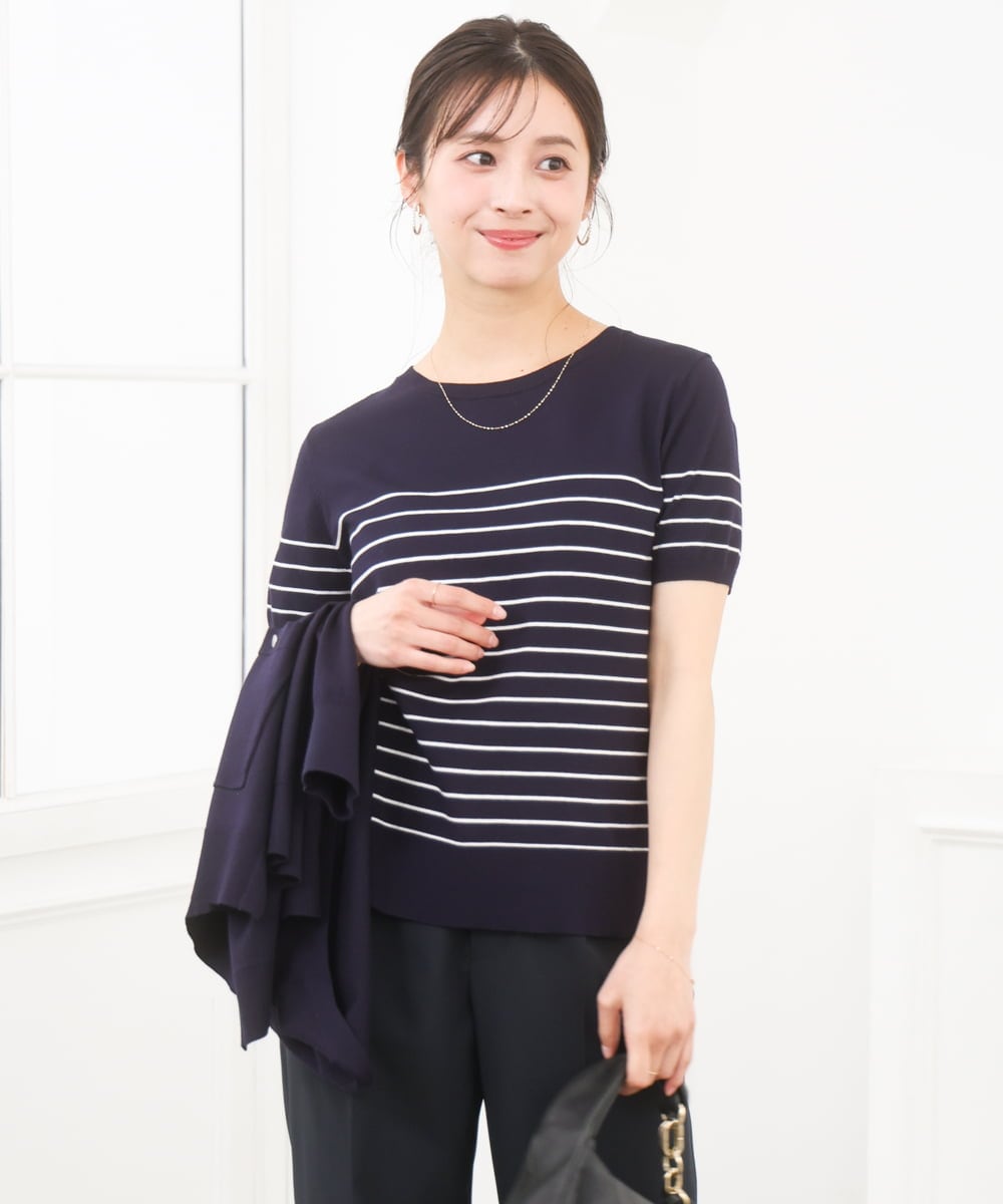 F1FGD30170 MK MICHEL KLEIN(小さいサイズ)(メゾン ドゥ サンク) 【小さいサイズ】カラーニットアンサンブル/洗える ライトブルー