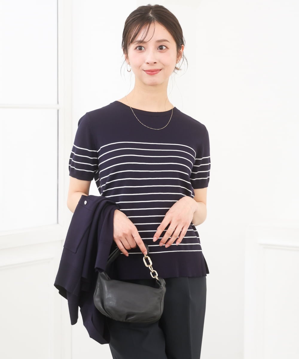 F1FGD30170 MK MICHEL KLEIN(小さいサイズ)(メゾン ドゥ サンク) 【小さいサイズ】カラーニットアンサンブル/洗える ライトブルー