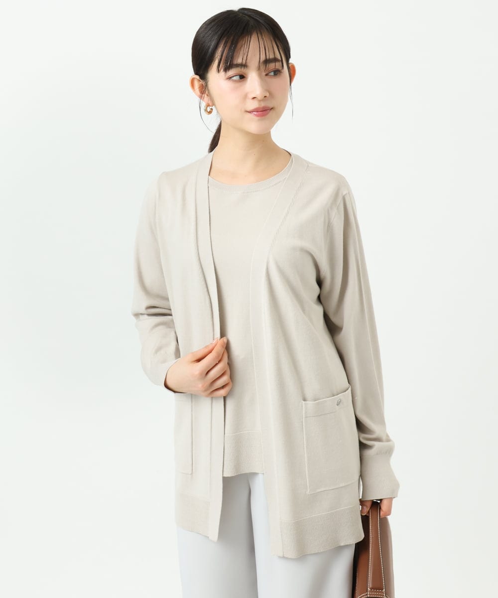 F1FGD30170 MK MICHEL KLEIN(小さいサイズ)(メゾン ドゥ サンク) 【小さいサイズ】カラーニットアンサンブル/洗える ライトブルー