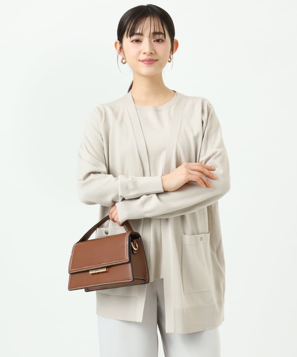 F1FGD30170 MK MICHEL KLEIN(小さいサイズ)(メゾン ドゥ サンク) 【小さいサイズ】カラーニットアンサンブル/洗える ライトブルー