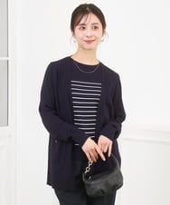 F1FGD30170 MK MICHEL KLEIN(小さいサイズ)(メゾン ドゥ サンク) 【小さいサイズ】カラーニットアンサンブル/洗える ネイビー