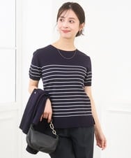 F1FGD30170 MK MICHEL KLEIN(小さいサイズ)(メゾン ドゥ サンク) 【小さいサイズ】カラーニットアンサンブル/洗える ネイビー