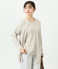 F1FGD30170 MK MICHEL KLEIN(小さいサイズ)(メゾン ドゥ サンク) 【小さいサイズ】カラーニットアンサンブル/洗える ベージュ