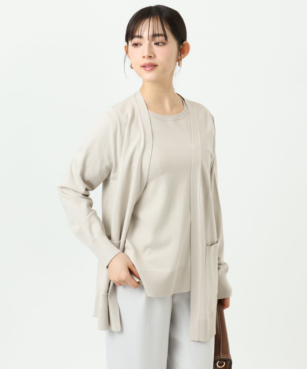 F1FGD30170 MK MICHEL KLEIN(小さいサイズ)(メゾン ドゥ サンク) 【小さいサイズ】カラーニットアンサンブル/洗える ベージュ