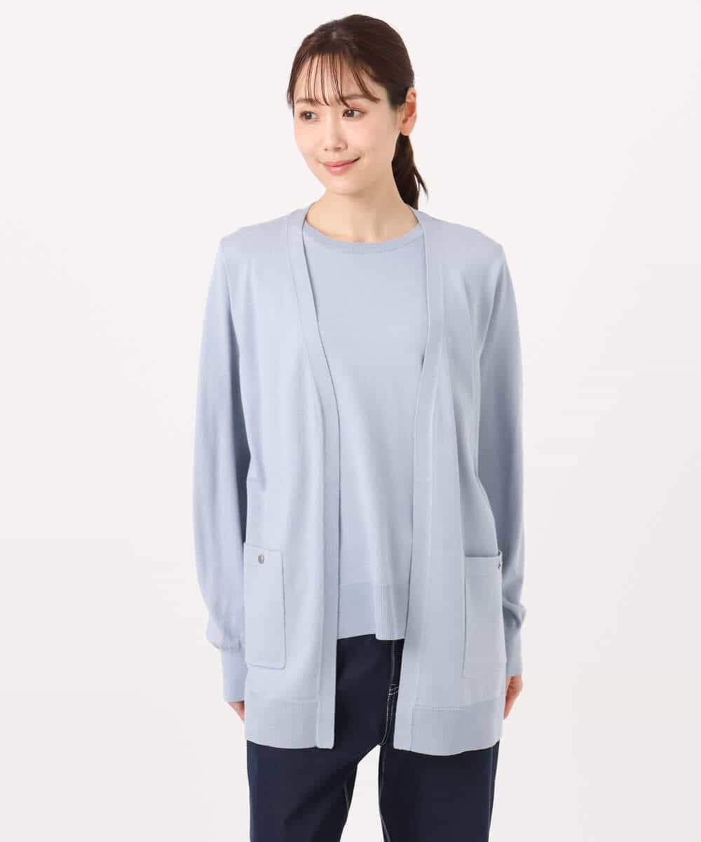 F1FGD30170 MK MICHEL KLEIN(小さいサイズ)(メゾン ドゥ サンク) 【小さいサイズ】カラーニットアンサンブル/洗える ライトブルー