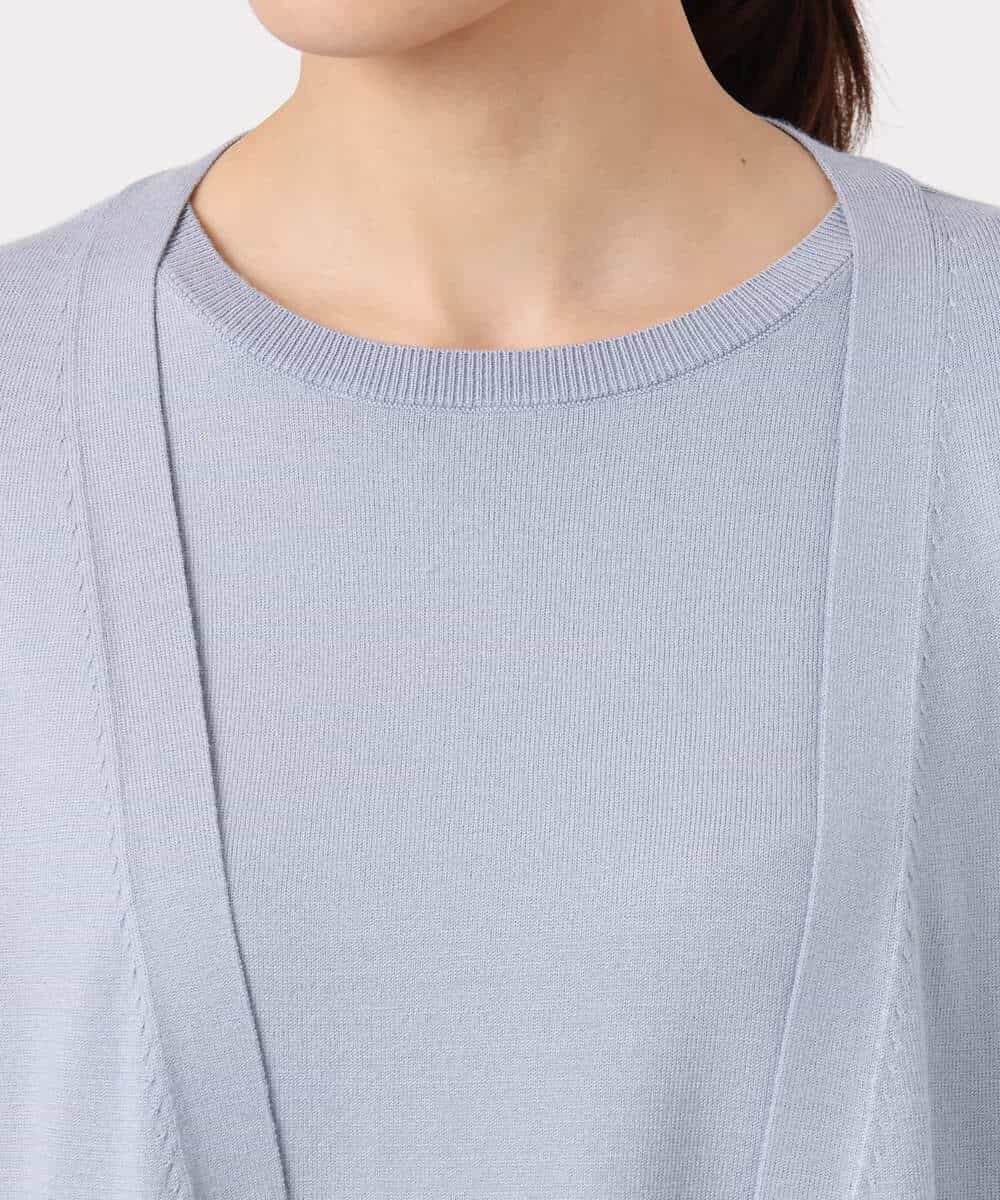 F1FGD30170 MK MICHEL KLEIN(小さいサイズ)(メゾン ドゥ サンク) 【小さいサイズ】カラーニットアンサンブル/洗える ライトブルー