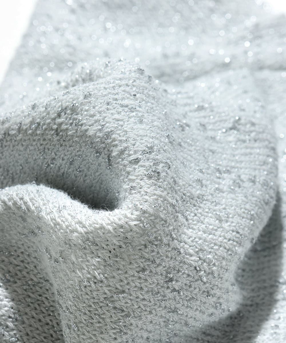 F1FGD31150 MK MICHEL KLEIN(小さいサイズ)(メゾン ドゥ サンク) 【小さいサイズ】ラメ入りノットヤーンVネックニット/洗える ライトブルー