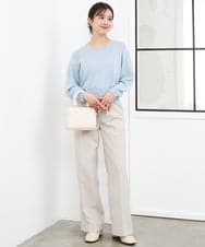 F1FGD31150 MK MICHEL KLEIN(小さいサイズ)(メゾン ドゥ サンク) 【小さいサイズ】ラメ入りノットヤーンVネックニット/洗える ライトブルー