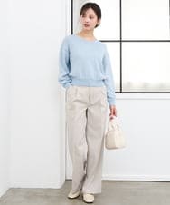 F1FGD31150 MK MICHEL KLEIN(小さいサイズ)(メゾン ドゥ サンク) 【小さいサイズ】ラメ入りノットヤーンVネックニット/洗える ライトブルー