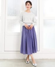 F1FGD31150 MK MICHEL KLEIN(小さいサイズ)(メゾン ドゥ サンク) 【小さいサイズ】ラメ入りノットヤーンVネックニット/洗える ライトブルー