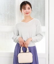 F1FGD31150 MK MICHEL KLEIN(小さいサイズ)(メゾン ドゥ サンク) 【小さいサイズ】ラメ入りノットヤーンVネックニット/洗える ライトブルー