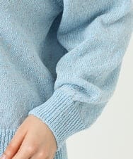 F1FGD31150 MK MICHEL KLEIN(小さいサイズ)(メゾン ドゥ サンク) 【小さいサイズ】ラメ入りノットヤーンVネックニット/洗える ライトブルー