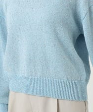 F1FGD31150 MK MICHEL KLEIN(小さいサイズ)(メゾン ドゥ サンク) 【小さいサイズ】ラメ入りノットヤーンVネックニット/洗える ライトブルー